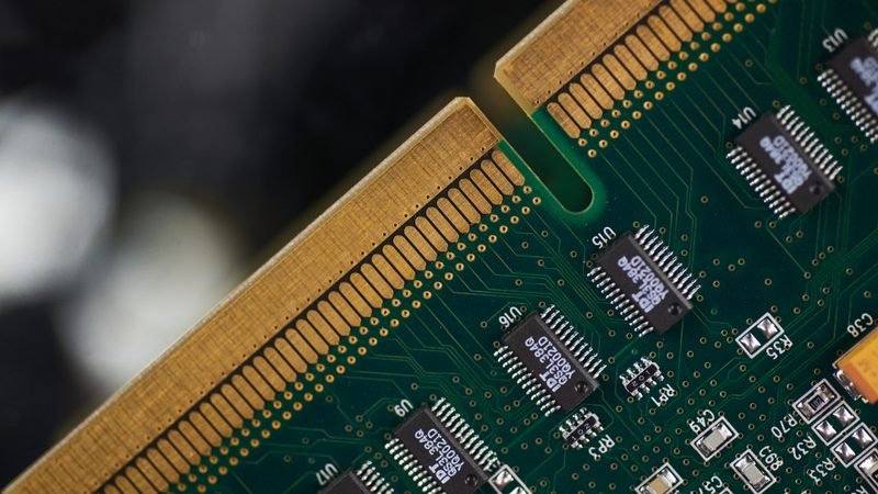 RAM module seated in a motherboard memory slot